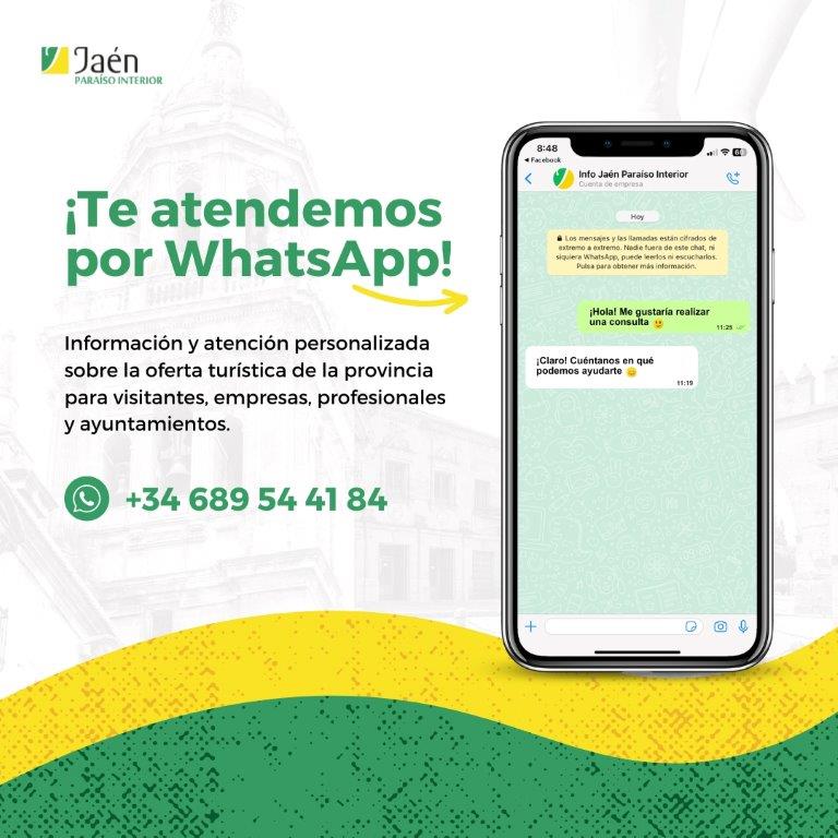 Diputación habilita un nuevo canal de información turística de Jaén, Paraíso Interior mediante WhatsApp